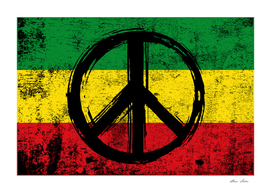 Flag of Rastafari with Peace Symbol Reggae colors