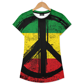 Flag of Rastafari with Peace Symbol Reggae colors