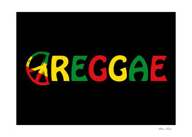 Reggae Music Art with Peace Symbol Rastafari Colors