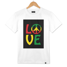LOVE, Reggae design with peace symbol
