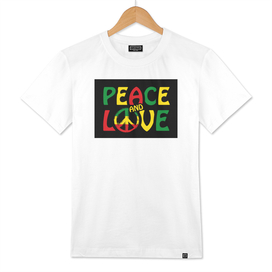 Peace and Love with reggae colors and peace sign