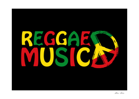 Reggae Music Art with Rastafari Flag Colors Peace Symbol
