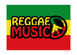 Reggae Music Poster with Rastafari Flag Colors Peace Symbol