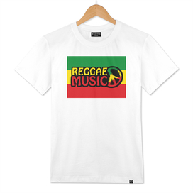 Reggae Music Poster with Rastafari Flag Colors Peace Symbol