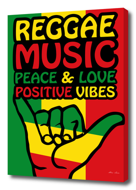 Shaka Hand with Reggae Colors and Positive Sayings