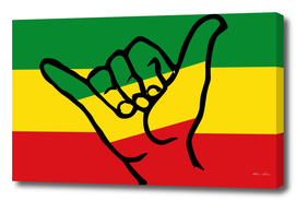 Shaka Hands with Reggae Colors, Rastafari flag.