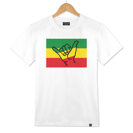 Shaka Hands with Reggae Colors, Rastafari flag.