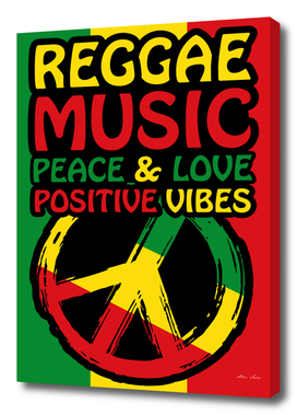 Peace Symbol with Reggae Colors and Positive Sayings