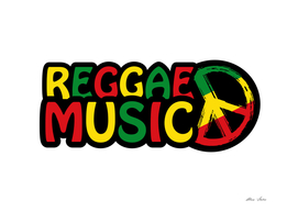 Reggae poster with peace symbol and flag of reggae colors