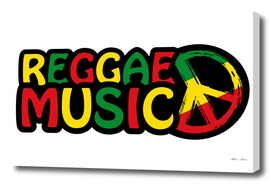 Reggae poster with peace symbol and flag of reggae colors