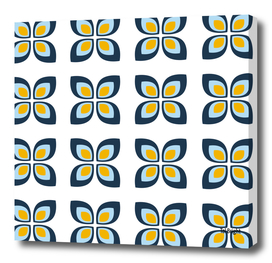 Retro vintage floral pattern (yellow blue)
