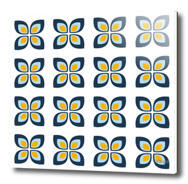 Retro vintage floral pattern (yellow blue)