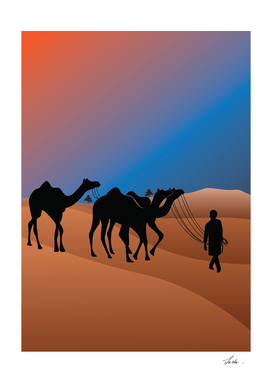 camel caravan on the desert 03