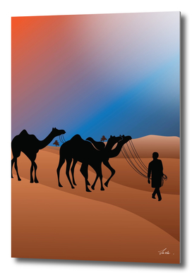 camel caravan on the desert 03