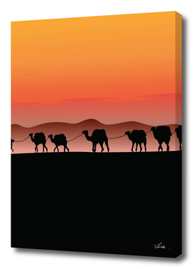 camel caravan on the desert 04