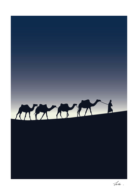 camel caravan on the desert 01