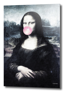 Mona Lisa blowing bubblegum bubbles