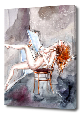Redhead nude girl artist