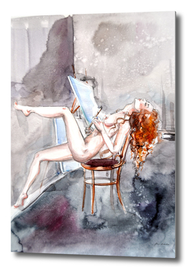Redhead nude girl artist