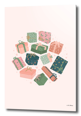Christmas Gifts in Pink & Green