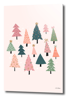 Christmas Trees  in Pink & Green