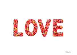 Flower Decorated Love Text Print