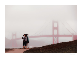 foggy day at Golden Gate bridge San Francisco USA
