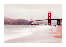 Beach with Golden Gate Bridge view San Francisco USA