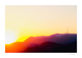 sunset at Hollywood Sign Los Angeles California USA