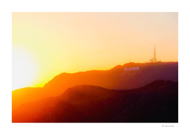Summer sunset sky at Hollywood Sign Los Angeles California