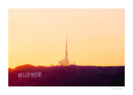Summer sunset at Hollywood Sign Los Angeles California USA