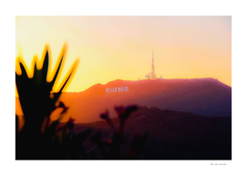 sunset sky at Hollywood Sign Los Angeles California USA