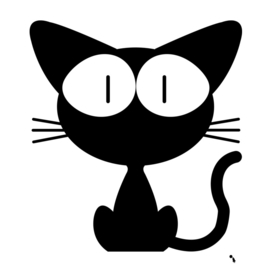 cute black cat cartoon