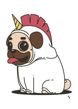 pug dog cartoon