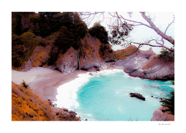 waterfall with sandy beach at Mcway Falls, Big Sur