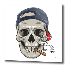 skull with cigar