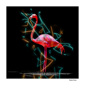 Flamingo colored neon - Miami street art vintage