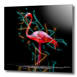 Flamingo colored neon - Miami street art vintage
