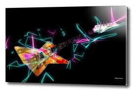 Guitar music colored neon electric