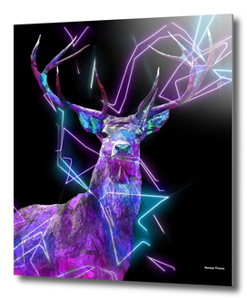 Deer Animal retro style Colored neon Electric