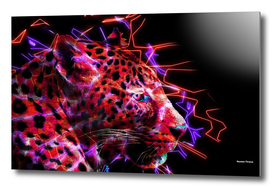 Panther Cat Animals - Colored Neon Electric Black