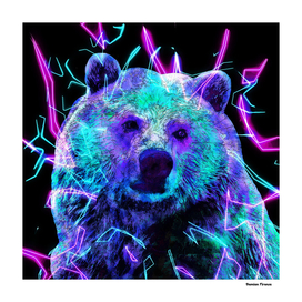 Bear Blue Nature Animals - Colored Neon Electric