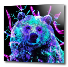 Bear Blue Nature Animals - Colored Neon Electric