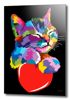 Cute Cat Gift for kitten lovers Colorful Art Kitty Adoption