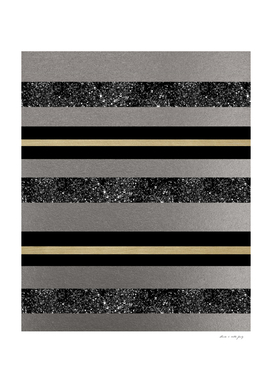 Gold Black Glitter Glam Stripes 1