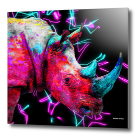 Rhinoceros Animals Nature - Colored Neon Electric
