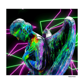 Woman Angel Cry - Sculpture Colored Neon Electric