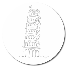 One Line Pisa Tower Italy