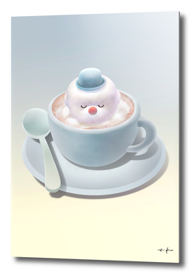 Marshmallow Dog Float Inside Coffee Cup