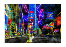 Time Square New York - Colored Street Art Vintage Painting